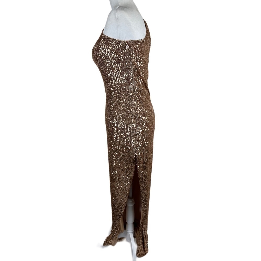 NWOT Nookie Veda One Shoulder Sequin Maxi Gown in Caramel Size Large - Picture 5 of 8